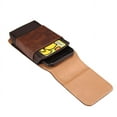 thumbnail image 3 of Vertical Brown Leather Case with belt loops. Compatible with Tracfone BLU View 5 with a thin cover on it, 3 of 7
