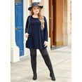 thumbnail image 5 of LARACE Plus Size Tunic Tops Long Sleeve Shirts for Women Swing Flowy Loose Fit Clothes for Leggings Navy Blue 4X, 5 of 5