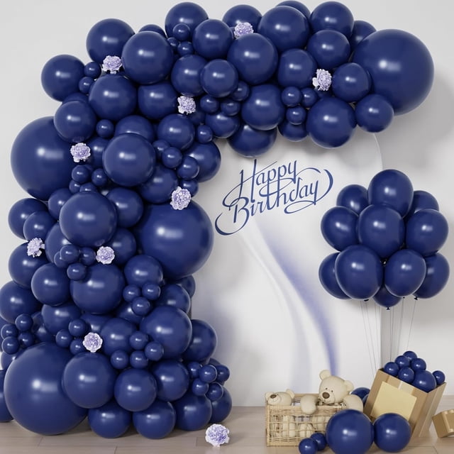 Kit de arco de globos azul marino, 129 unidades, diferentes tamaños, kit de guirnalda de globos azul oscuro para graduación, boda, decoración de fondo de fiesta