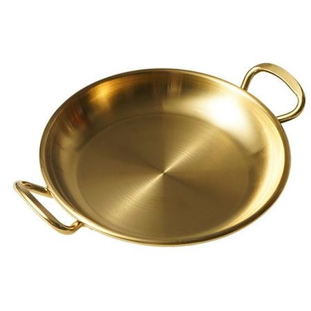 

Round Stainless Steel Tray double ear round snack plate restaurant salad plate cold dish candy plate snack dessert tray