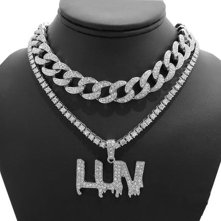 - Hip Hop Platinum Tone Plated Uzi Vert's LUV pendant, 18