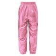 thumbnail image 4 of RUNQHUI Girls Boys Metallic Shiny Cargo Pants Kids Multi Pockets Joggers Holographic Hip Hop Jazz Dance Trousers Pink 12, 4 of 5