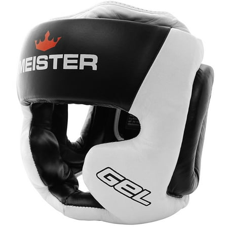 Meister Gel Full-Face Training Head Guard for MMA, Boxing & Muay Thai - White/Black/Red - Large / X-Large