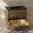 thumbnail image 6 of Liberte 30" Wall-Mounted Bathroom Vanity in Brown Oak with Black 3-Hole Widespread Sink Top, 6 of 6