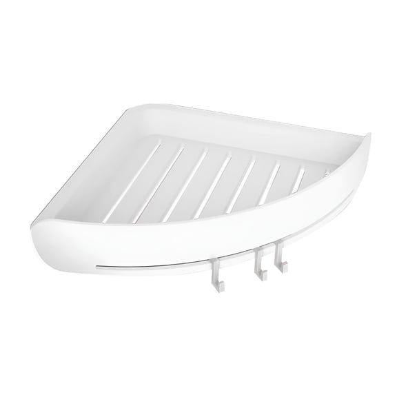 LAMIRO Bathroom Triangular Shower Shelf Corner Bath Storage Holder Organizer Rack White