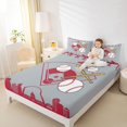 thumbnail image 4 of Homewish Cartoon Sports Teens Twin Sheet Sets, Grey Red Stripes Abstract Twin Fitted Sheet, Baseball Player Flat Sheet, Ultra Soft Bedroom Decor, 3 Pieces, 4 of 7
