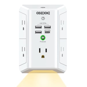 ONDOG 5-Outlet Surge Protector Power Strip with 4 USB Ports