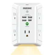 ONDOG 5-Outlet Surge Protector Power Strip with 4 USB Ports and Night Light