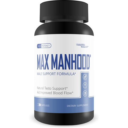 Max Manhood Testosterone Booster Pills - Aids in Improved Muscle Growth, Performance, & Nutrient Delivery - with L-Arginine for Blood Flow - 60 Count