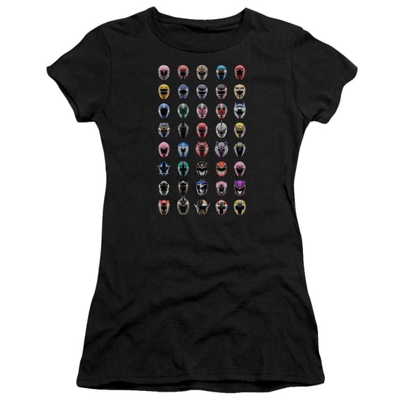 Power Rangers Visual Timeline Junior Women's T-Shirt Sheer Black