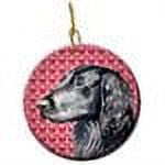 Carolines Treasures LH9141CO1 Flat Coated Retriever Valentines Love and Hearts Ceramic Ornament 3 in multicolor