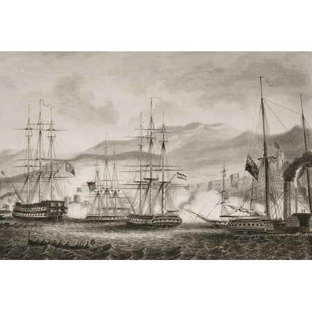 Terry E London Attack On Sidon By Commodore Charles Napier September 1840Engraved G Greatbach After GW Terry From Englands Battles By Sea And Land By Lieut Col Williams The London Printing And Publishing Company Cir ()