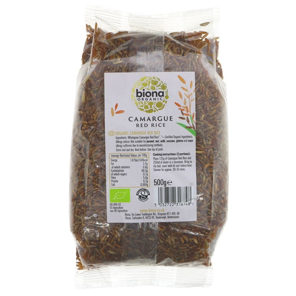 Biona Organic Red Camargue Rice 500g (Pack of 2)