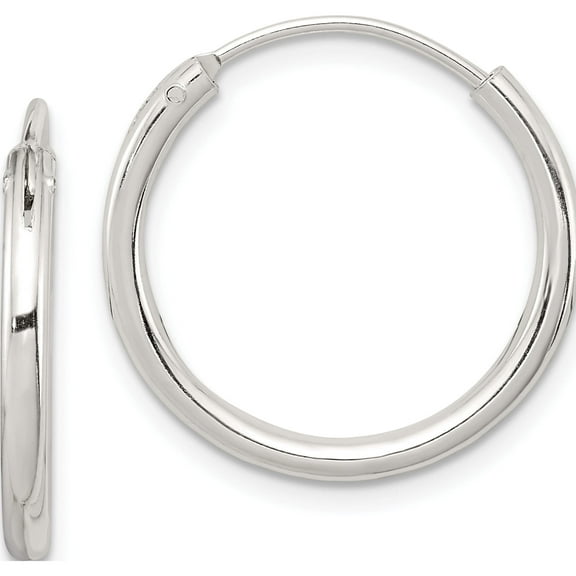 Sterling Silver 2mm Hoop Earrings (20 X 20) Made In India qe4367