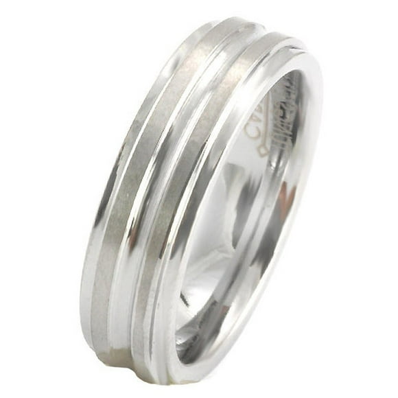 Tungsten Carbide Unisex Wedding Band 6MM (1/4 inch) Double Grooved Brushed Comfort Fit (Size 8 to 12)