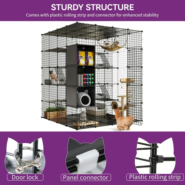 Dextrus 5-Tier Cat Kennel, Metal Cage with Storage, DIY Dextrus 5-Tier Cat Kennel, Metal Cage with Storage, DIY