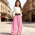 thumbnail image 2 of CPNG Girls and Boys Sweatpants Color Blocking Elastic High Waist Wide Leg Sweat Pants Soft Daily Wear Casual Baggy Running Fitness Long Pants, 2 of 4