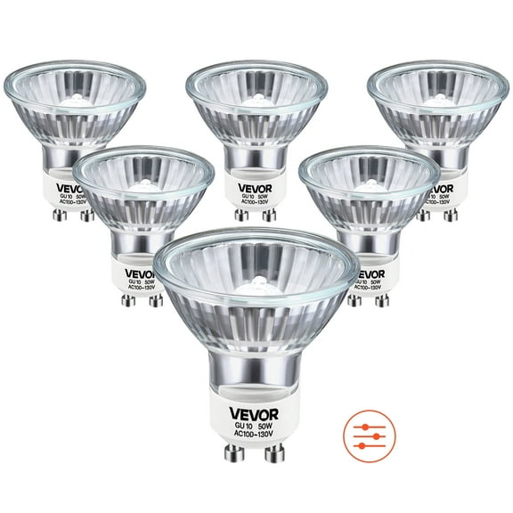 Halogen Light Bulbs,MR16 GU10 Candle Warmer Lamp Bulb Dimmable,100-130V 50W Glass Cover Halogen Bulbs,2800K Warm Light Bulb,for Wall Lamp,Hood Range,Landscape & Track Lighting,Pack of 6