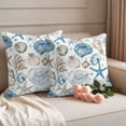 thumbnail image 4 of 2 Pack Outdoor Waterproof Throw Pillow Covers,Marine Sea Shell Conch Starfish Coral Decorative Square Pillow Case Patio Pillowcases for Chair Couch Sofa 16x16in, 4 of 9