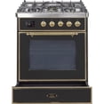 thumbnail image 2 of ILVE Majestic II 30" NG Glass Door Modern Metal Range in Glossy Black/Brass, 2 of 4