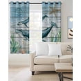 thumbnail image 4 of Ocean Whale Blackout Curtains for Bedroom Living Room, Coral Starfish Vintage Wood Texture 54 In Long Thermal Insulated Room Darkening Drapes Grommet Window Treatments, 52 x 54 In, 4 of 9