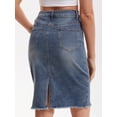 thumbnail image 4 of DARING DIVA Women's Denim Raw Hem Pockets Pencil Skirt XX-Large Dark Gray Blue, 4 of 7