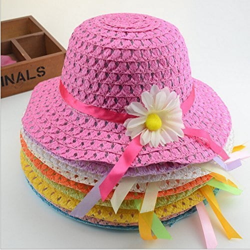 girls sunflower straw tea party hat set 