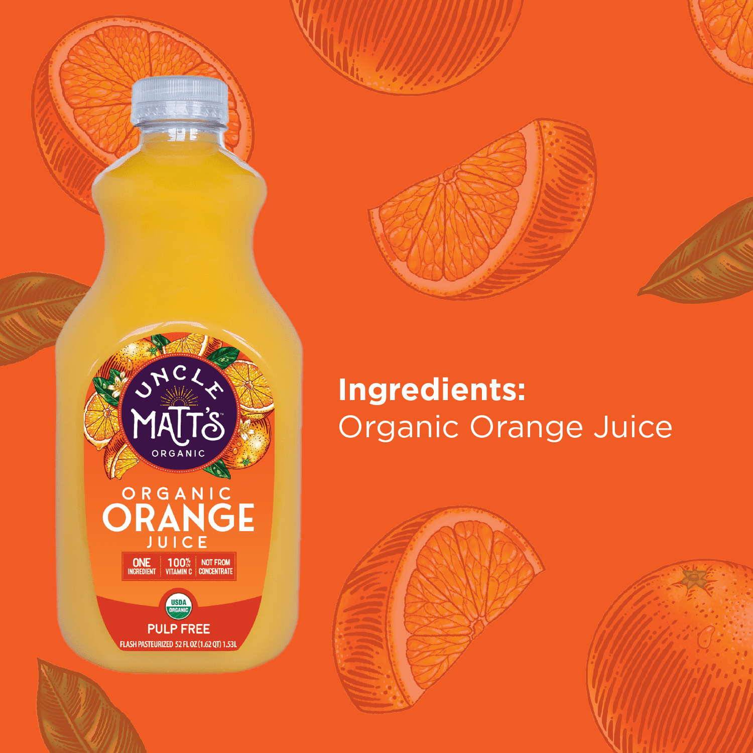 Uncle Matt's Organic Pulp Free Orange Juice, 52 oz