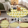 thumbnail image 6 of Summer Lemons Round Living Room Rugs 5 ft, Yellow Fruit Leaf Striped White Background Washable Area Rug with Non-Slip Sturdy Edge Binding Round Carpet for Entryway Kitchen Bedroom Bathroom, 6 of 9