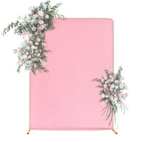 Miumaeov 1.5x2M Wedding Backdrop Stand Decoration Freestanding Flower Balloon Frame with Pink Cloth Cover