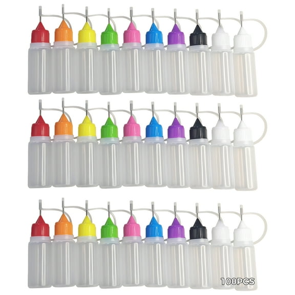 100 Pcs 0.34oz Needle Tip Glue Bottles, Precision Tip Craft Bottles with Fine Tips