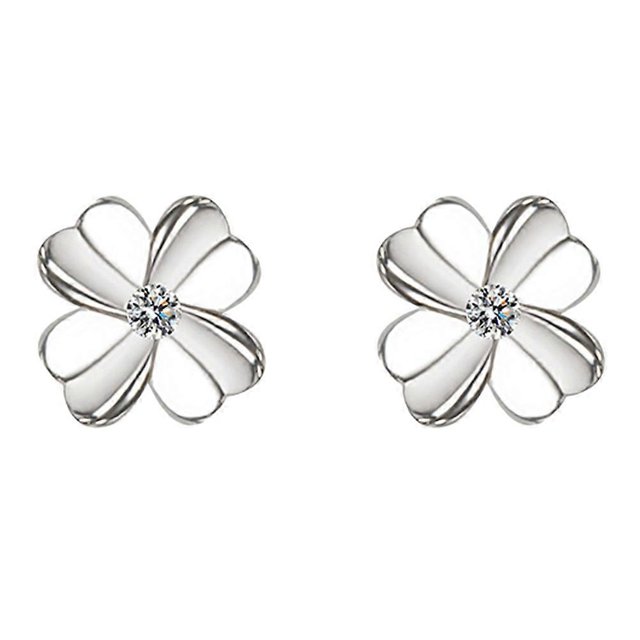 1 Pair Clover Shaped Ear Studs Lovely Flower Earrings Fashion Ear Jewelry