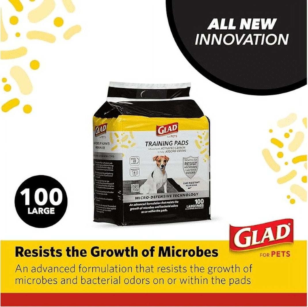 Glad Activated Carbon Puppy Training Pads with Anti-Microbial Technology, 23"x23" 100ct