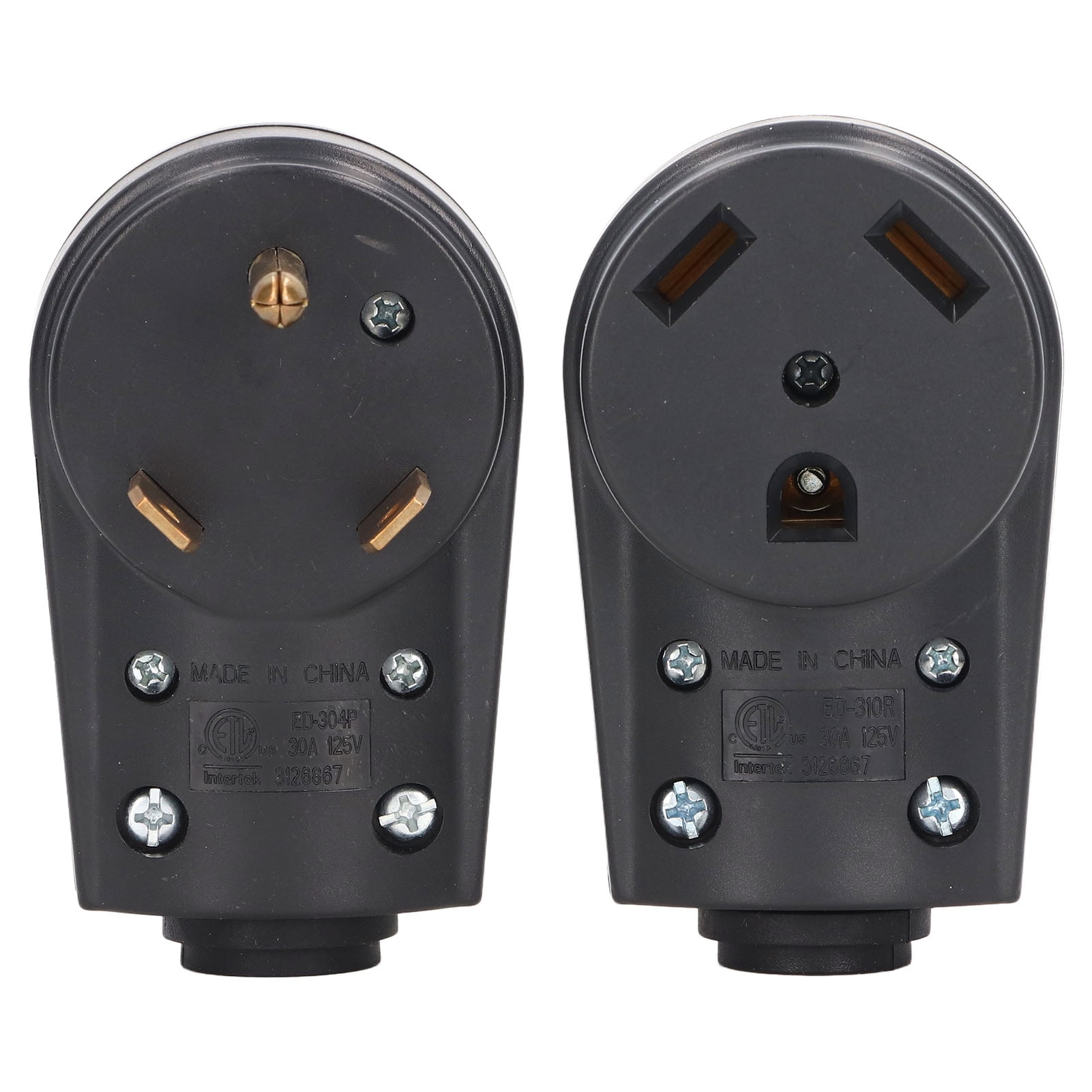 Domqga RV Receptacle Plug Set 30 AMP Replacement Male And Female Plug Receptacle Set With Handle