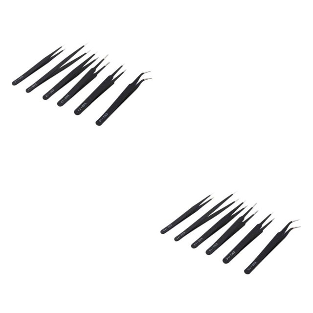 Wweixi 6 Pcs Pinces Antistatiques en Acier Inoxydable pour Sourcils Outils de Réparation de Couture Scrapbooking 1 2Set
