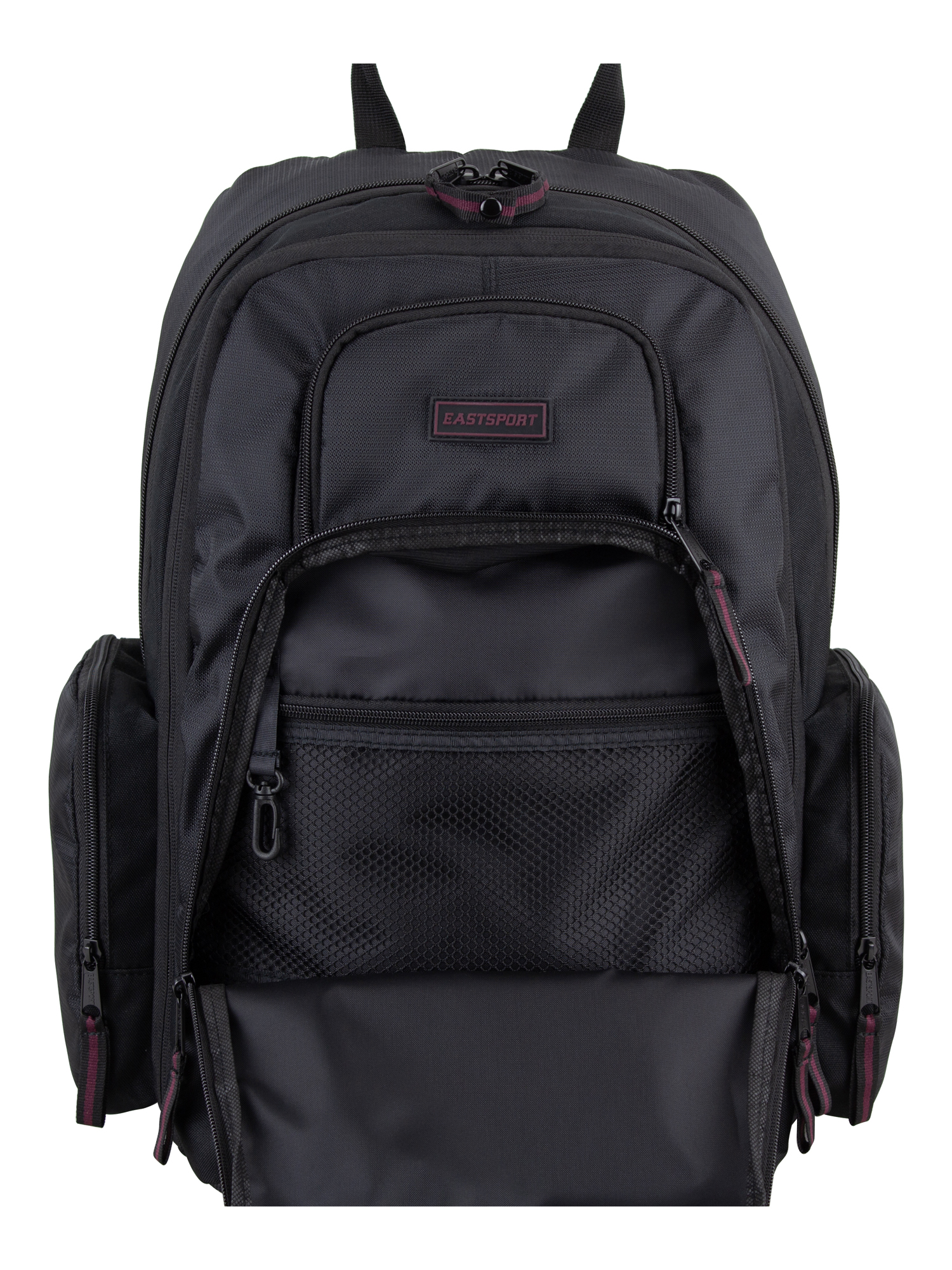 Eastsport Unisex Diamond Expandable Recycled Backpack, Black/Fig Pop