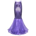 thumbnail image 3 of YONGHS Women's Mermaid Fishtail Fish Scale Skirt Shiny High Waist Bodycon Long Maxi Skirt Purple M, 3 of 6