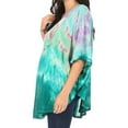 thumbnail image 4 of Sakkas Lepha Long Wide Multi Colored Tie Dye Sequin Embroidered Poncho Top Blouse - Purple - OS, 4 of 5