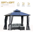 thumbnail image 5 of Outsunny 10' x 10' Hardtop Gazebo Canopy with Polycarbonate Double Roof, Aluminum Frame, Permanent Pavilion Outdoor Gazebo with Netting and Curtains for Patio, Garden, Backyard, Deck, Lawn, Gray Dark Grey/Charcoal grey 10' x 10', 5 of 10