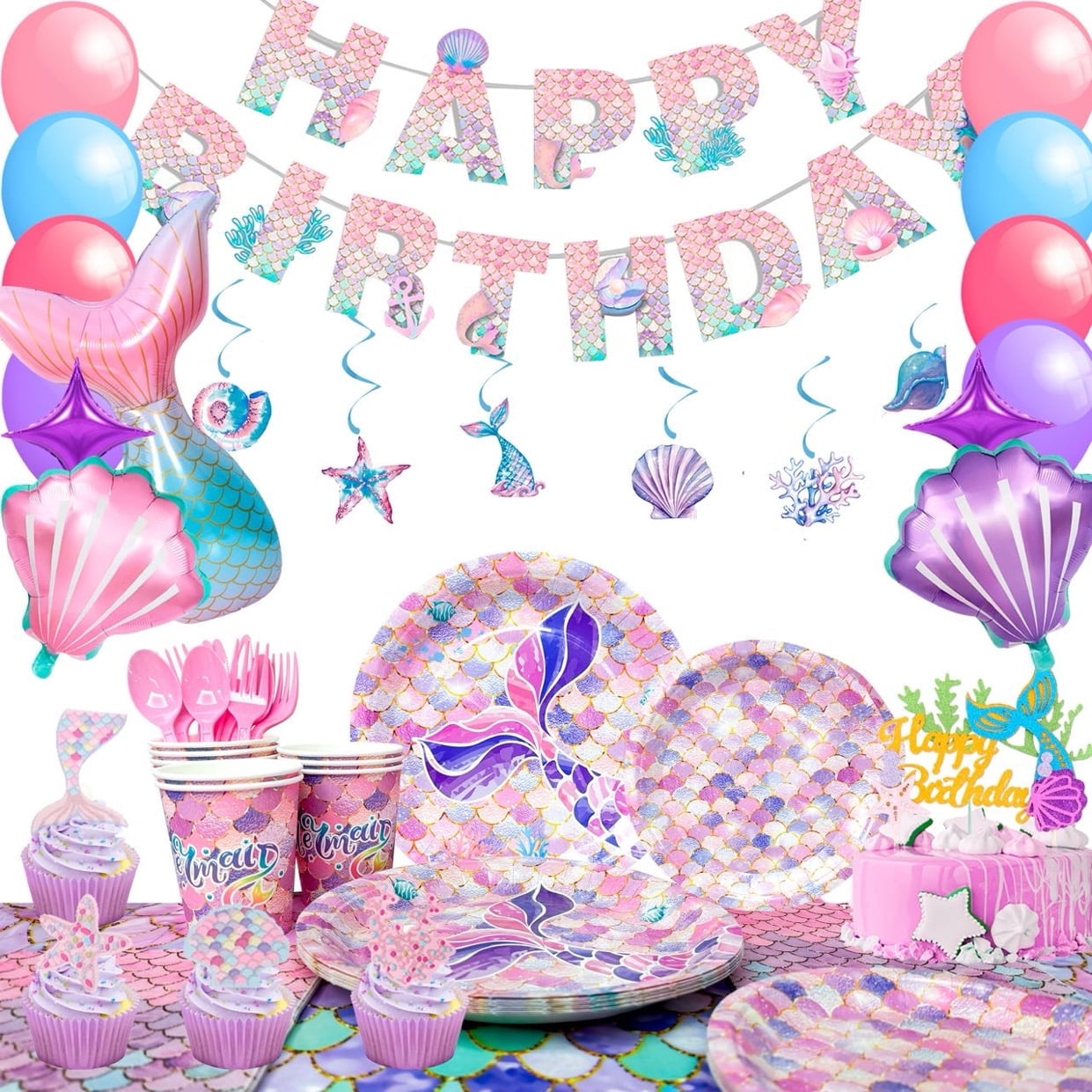 Mermaid Birthday Banner – Under The Sea Party Decorations For Kids' Celebration - View #2