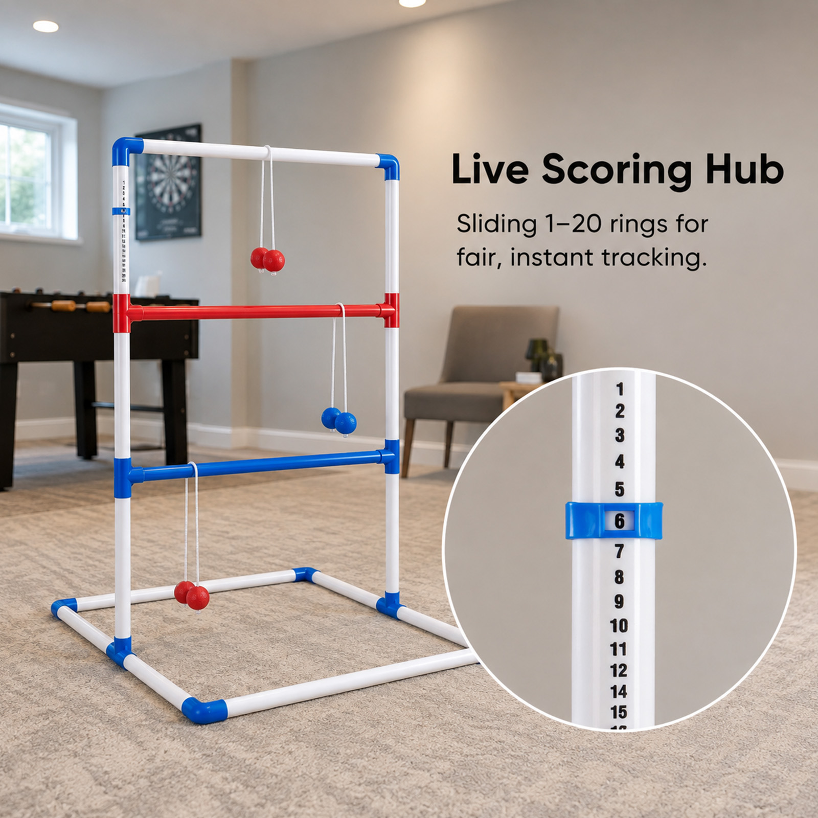 Alvantor Ladder Ball Pro Steel Outdoor Lawn Toss Game Set with 6 Soft Rubber Bolo Balls and Travel Carrying Case, Ages 8+