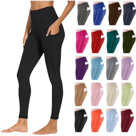 POROPL Leggings for Women, Leggings with Pockets for Women Tummy Control Workout Sports Yoga Athletic Leggings Size S-3XL