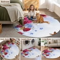 thumbnail image 5 of Pink Red Roses Round Area Rug 3.3Ft Washable Circle Rugs for Dining Room Table, Spring Floral Butterflies Abstract Art Non-Slip Carpet Floor Mats Indoor Outdoor Carpet Runner Aesthetic Home Decor, 5 of 8