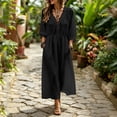 thumbnail image 5 of Gytharion Women's Swing Dresses Round Neck Comfortable Stylish Casual Dresses Three Quarter Sleeve Versatile Midi Dresses with Pockets, 5 of 5