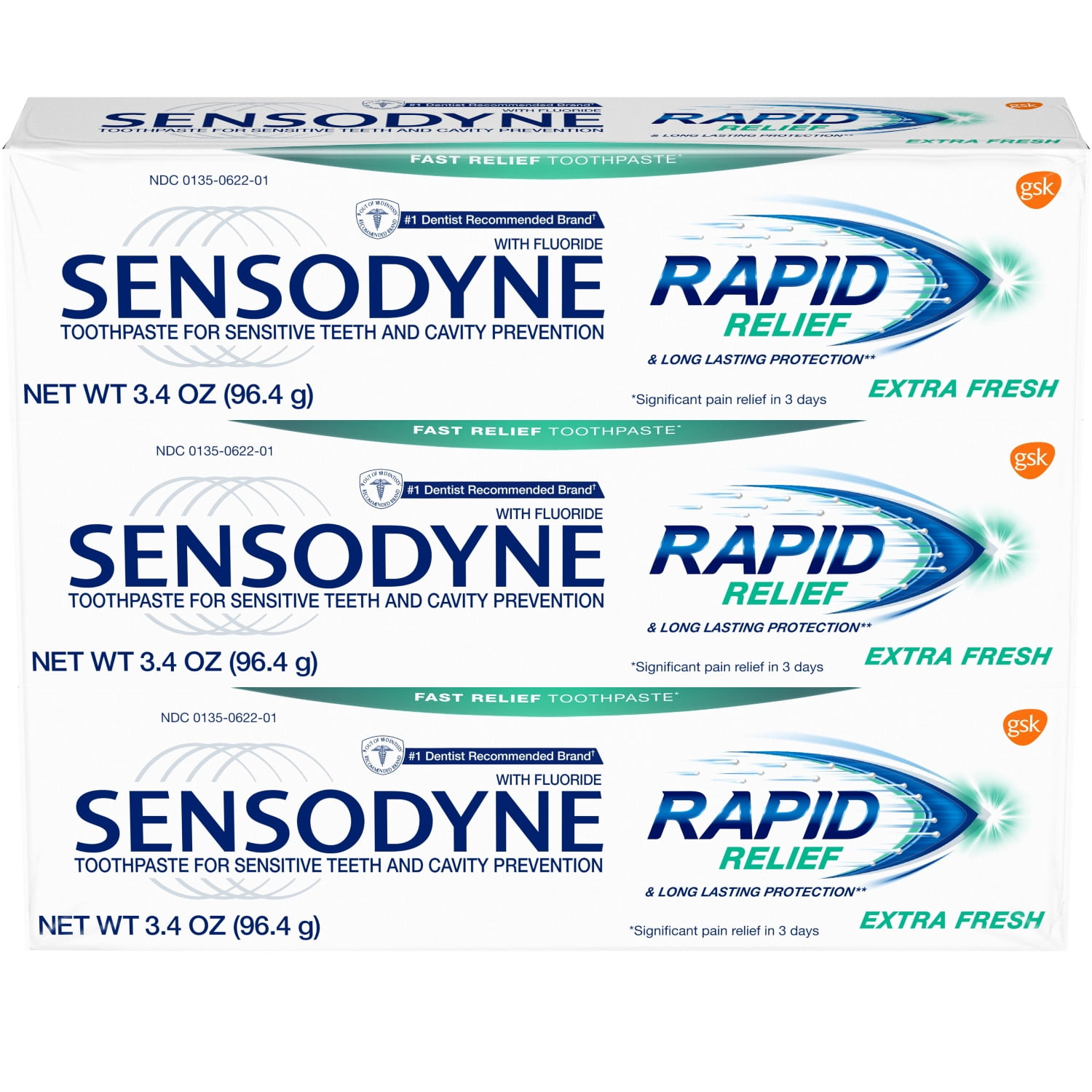 Sensodyne Rapid Relief Sensitive Toothpaste, Extra Fresh - 3.4 Ounces ...