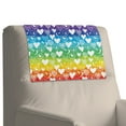 thumbnail image 4 of COEQINE Recliner Headrest Covers PU Leather Headrest Protector with Hook and Loop Straps, Universal Head Rest Covers for Recliner Office Chair Home Decor, 17x27 Inch, Heart Rainbow Stripes, 4 of 7