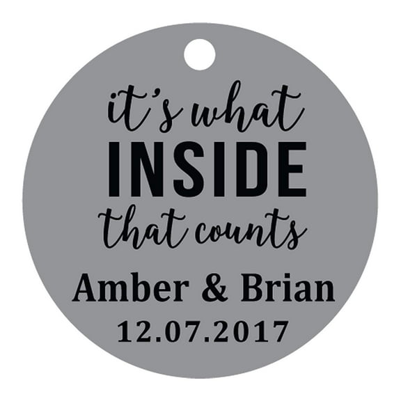 100 PCS It's What Inside That Counts Custom Gift Paper Tags Personalized Round Wedding Favor Hang Tags