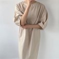 thumbnail image 2 of JUNWELL 2024 Nouvelles Robes d'Été en Lin pour Femme Minimaliste Rétro à Col Rond Robe Droite Décontractée pour Femme, 2 of 6