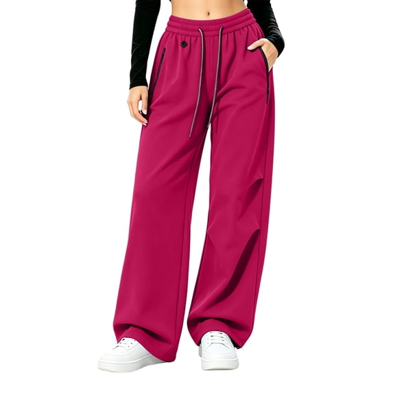 Hurxie Womens Waterproof Pants Rain Pants Quick-Dry Baggy Cargo Hiking Pants | with Zipper Large Pockets Outdoor Travel Pants Hot Pink,S