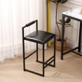 thumbnail image 6 of 2pcs Black Bar Chairs: Counter Height, , Pu Leather Upholstery, Footrest, Stable Metal Construction For Elegant Offices Chairs Of 2: Height With Back Support, Seat, Frame Modern Kitchens, 6 of 6
